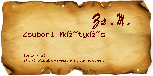 Zsubori Mátyás névjegykártya